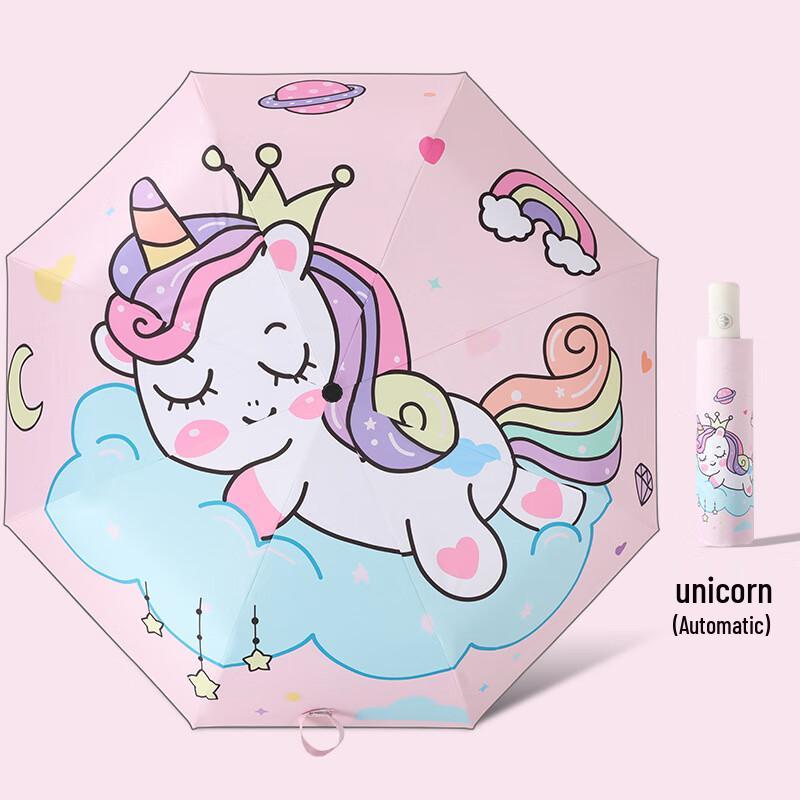 Cartoon Fully Automatic Anti-Rebound Children's Folding UV Umbrella