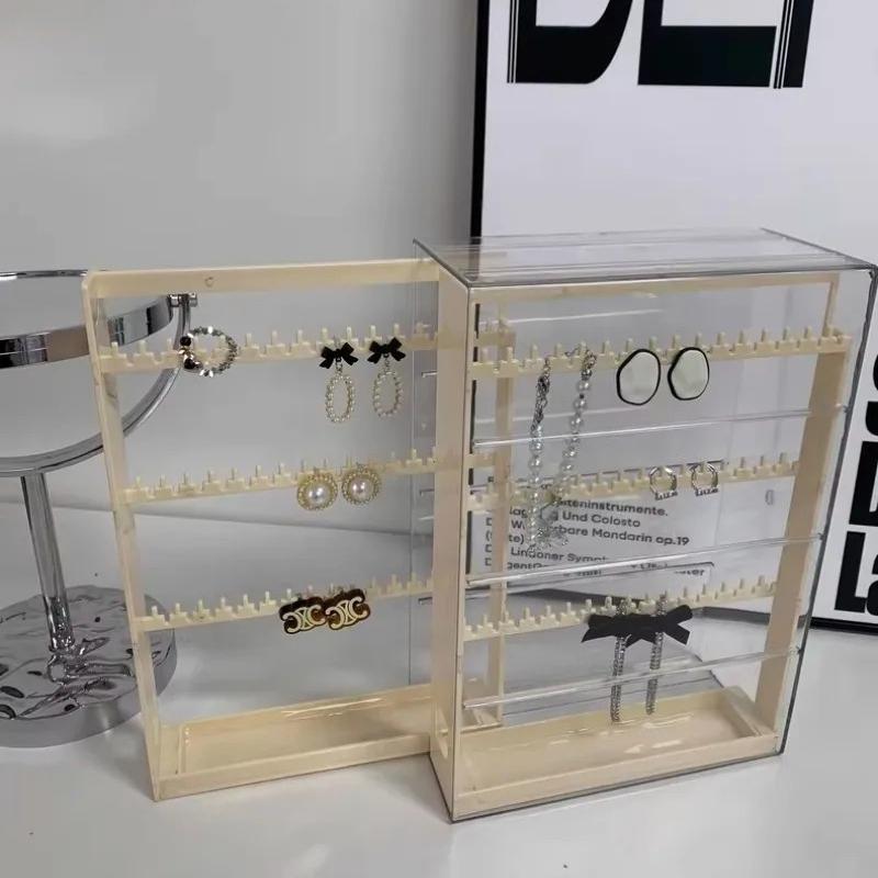 Transparent Jewelry Storage Box Earring Organizer Necklace Ring Stand Acrylic Holder Large Women Trinket Boxes Display Case