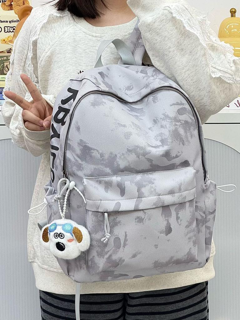 Schoolbag1011 New American Retro Large-capacity Schoolbag Simple and Versatile Printed Backpack Casual and Lightweight Going Out Backpack