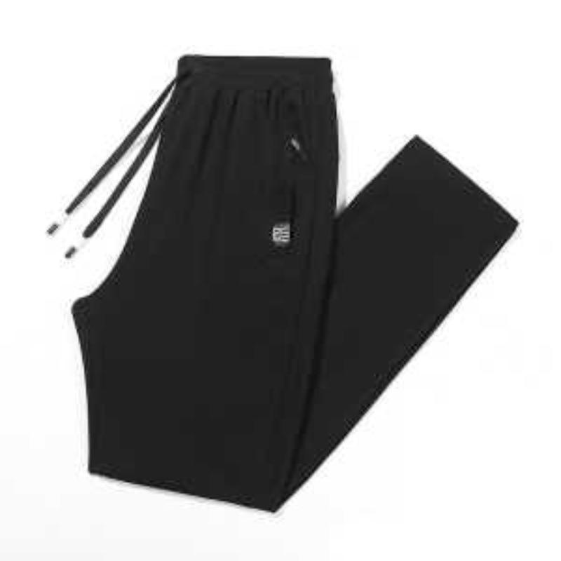 

Men Casual Drawstring Pants Zipper Pocket Loose Fit Sports Trousers L чёрный