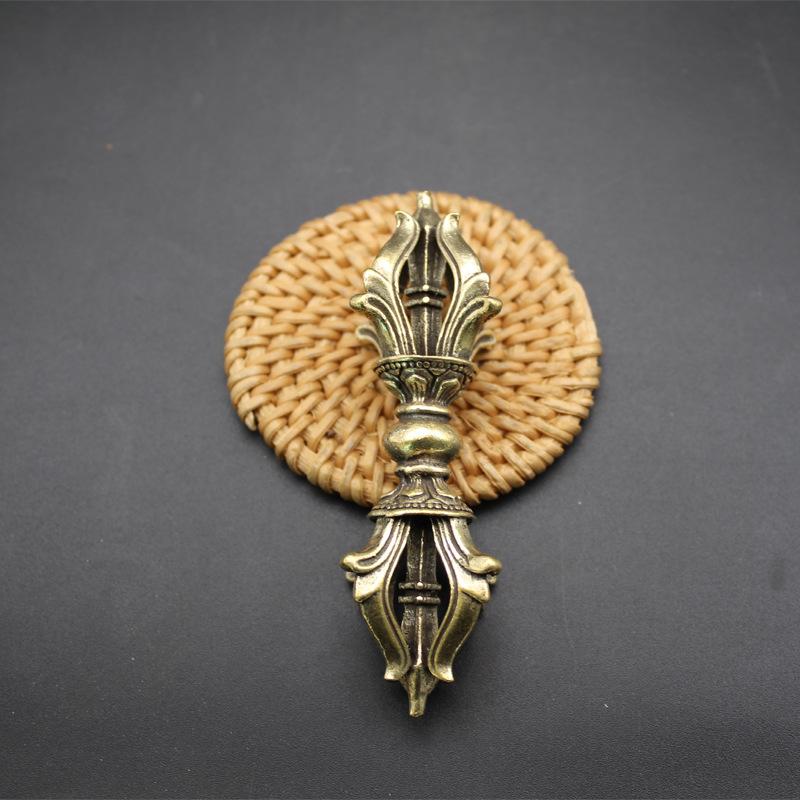 Brass Retro and Old Xizang Tantra Magic Tool Large Vajra Pestle Treasure Pestle Magic Pestle Ornament Amulet