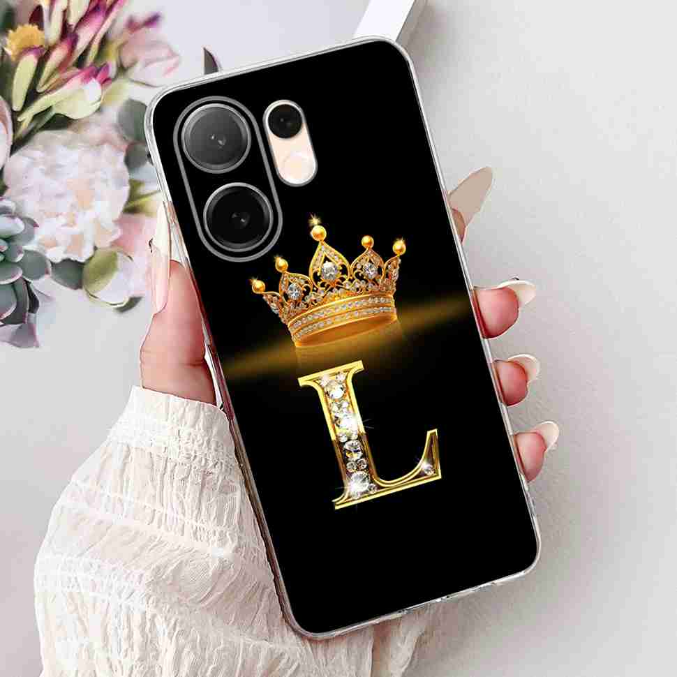 For vivo V60 5G 6.67" Case Popular Letters A-Z Crown Soft Silicone TPU Cover For Vivo v60 5G VIVO V2511 Bumper Phone Shell Coque