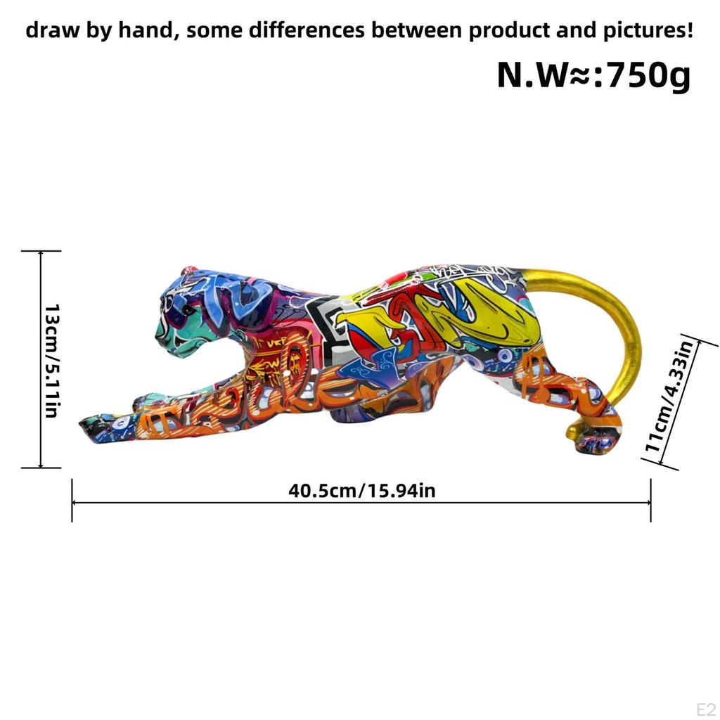 Leopard Figurine Animal Sculpture 16x4.3x5inch Decorative Shelf Decoration Tabletop Ornament for