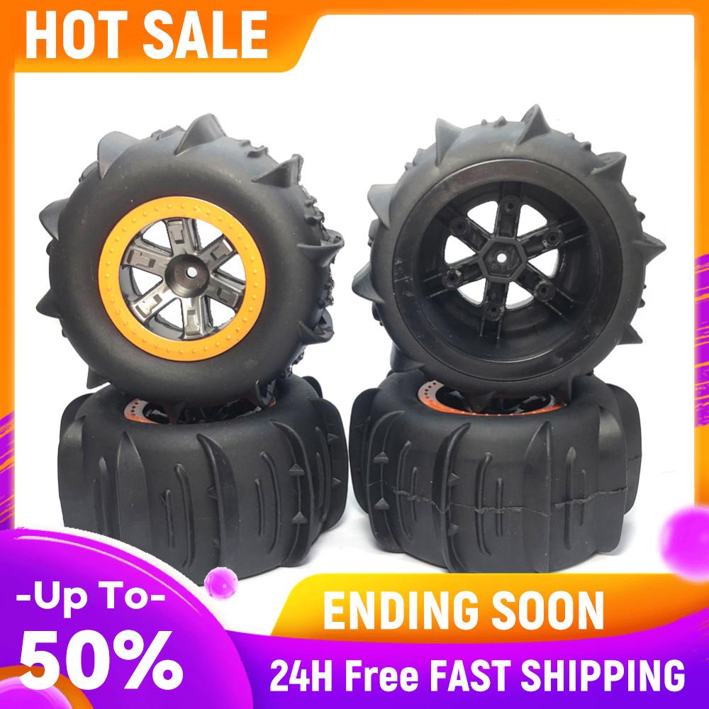 

4pcs RC Vehicle Tires Paddles Desgin Mini Rubber Tires Black Orange for 1/10 RC 9125 9155 9156 S920 S921 104009 for Outdoor Auto China Mainland