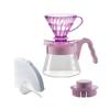 V60 Color Brew Hand Drip Set for Includes Glass Measuring 40 Paper and Recipe Book 1-2 Cups, Heat-Resistant Server, Spoon, Sheets, (Rose Mellow,