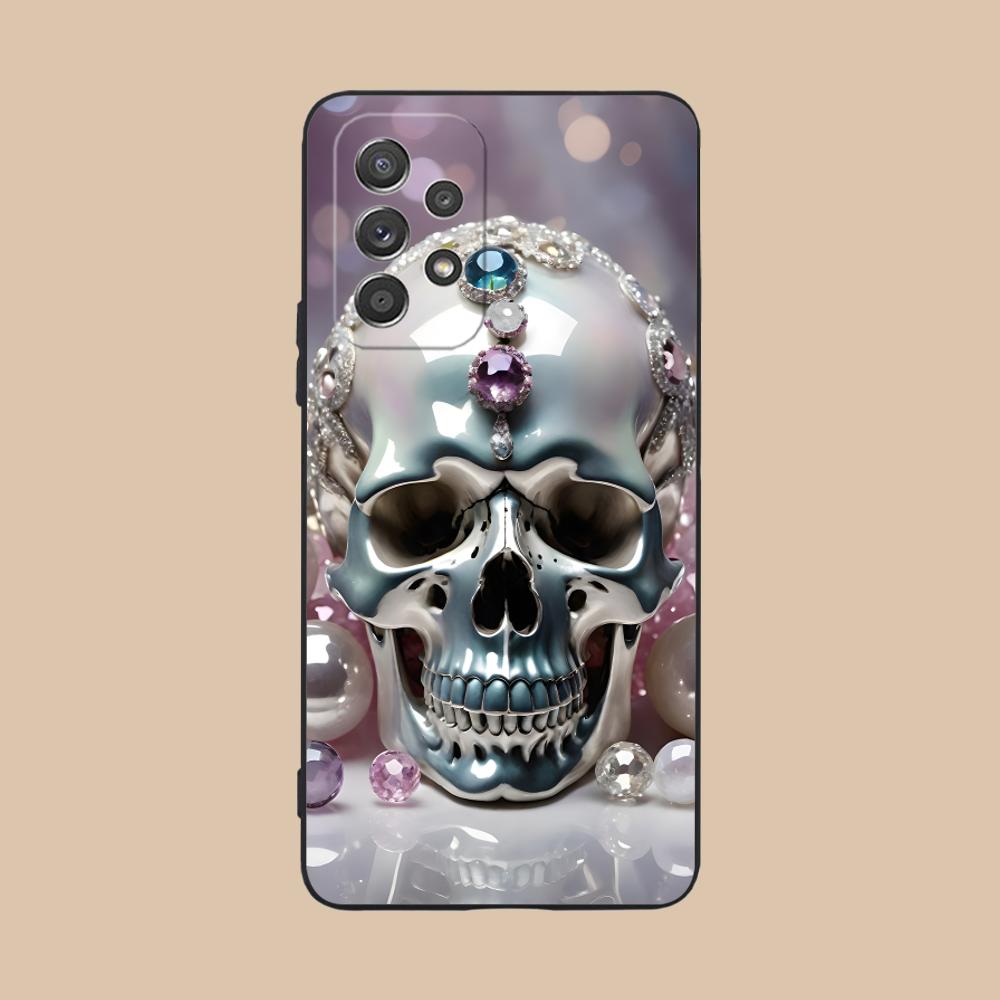 

Luxury Silver Skull Mobile Phone Case for Samsung Galaxy M55 54 42 35 34 33 32 23 22 15 14 13 12 F55 5G Colorful Cover Pretty Galaxy F04