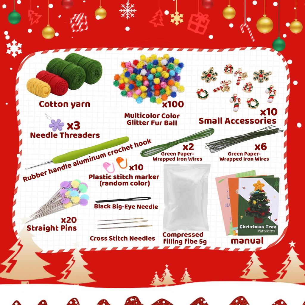 Fenrry Crochet Kit for Beginners Christmas Wreath Adults Knitting Kit with Step-by-Step Video Tutorials Crochet Yarn