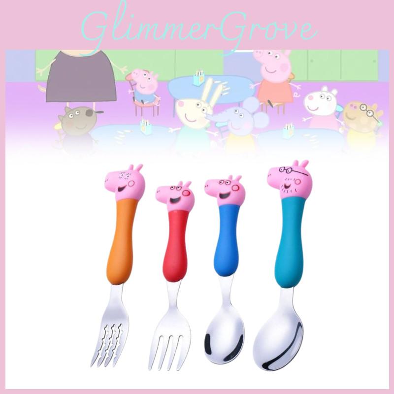 Peppa Pig Children's Cutlery Set Adorable Short Handle Forks And Spoons In Gift Box