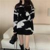Women's Soft Sweater Autumn and Winter Retro Design Lazy Style Striped Knitted Sweater
