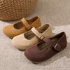 Damen Mary Jane Schuhe aus Leder 2025 Herbst neu retro Boken Schuhe flach zwei Tragevarianten Umstandsschuhe Taschenkopf Einzelschuhe weich