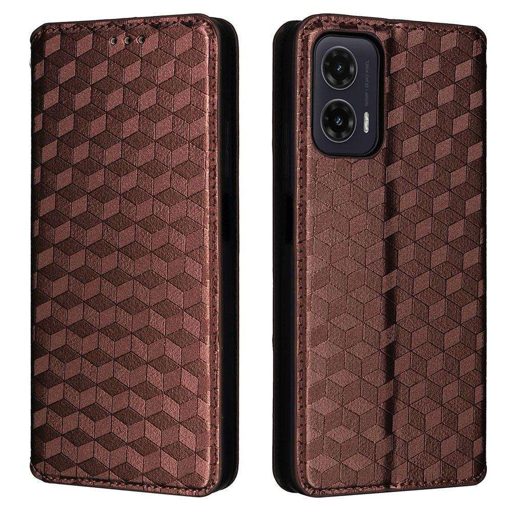 For Motorola Moto G35 5G Wallet Case Rhombus Imprinted Leather Phone Cover