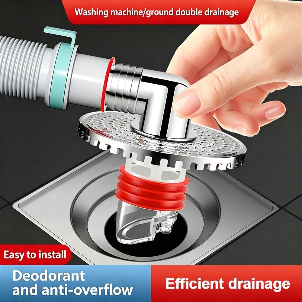 Plastic Floor Drain Tee Connector Quick Installation Anti-Odor Washing Machine Drain Adapter Multi Functional