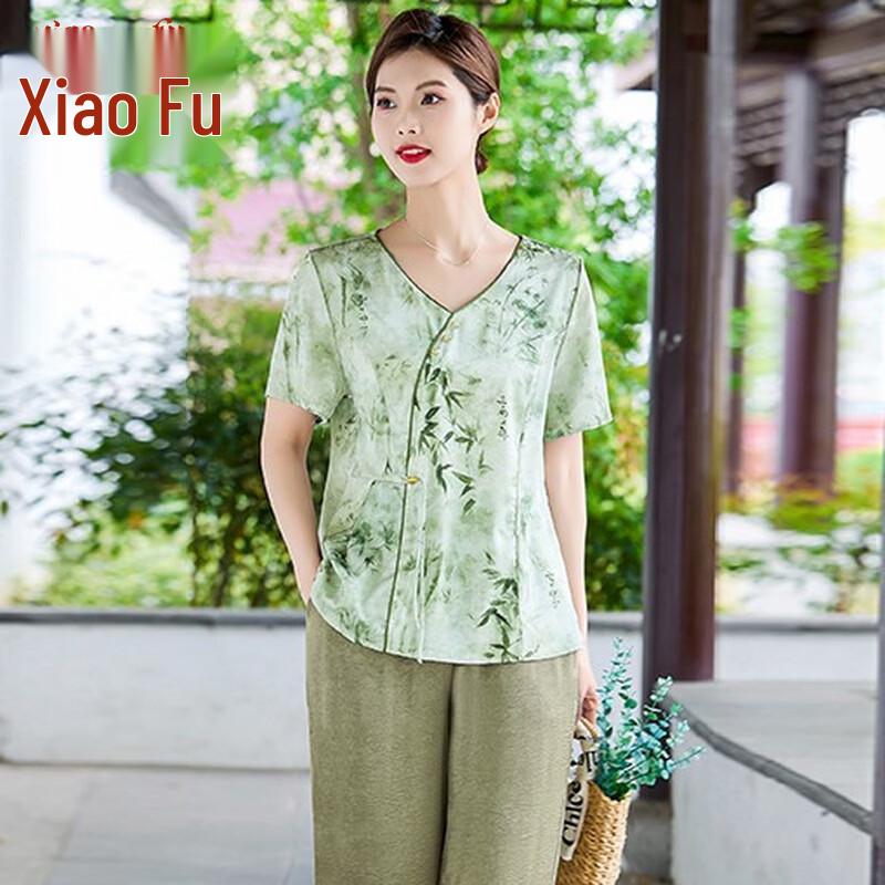 New Chinese Style Mom Summer Two-Piece Set 2XL