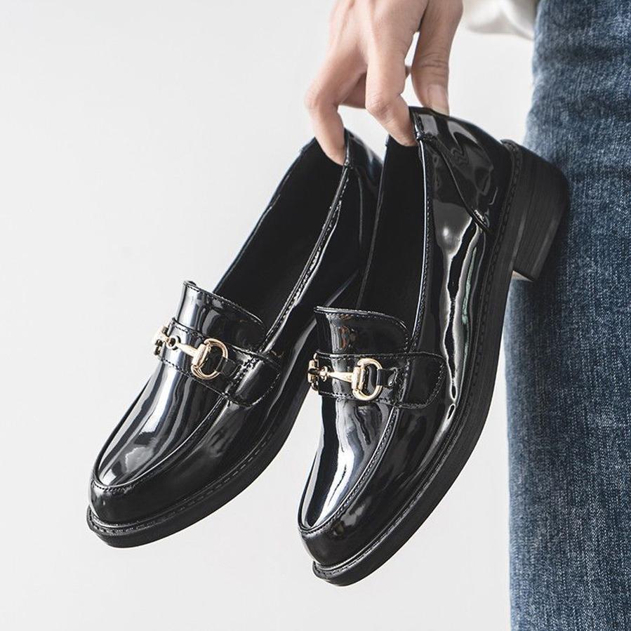 Soft Leather Women's Shoes, New Trendy Loafers, Korean-Style Versatile British-Inspired Slip-On Work Shoes, Versatile Women's Footwear