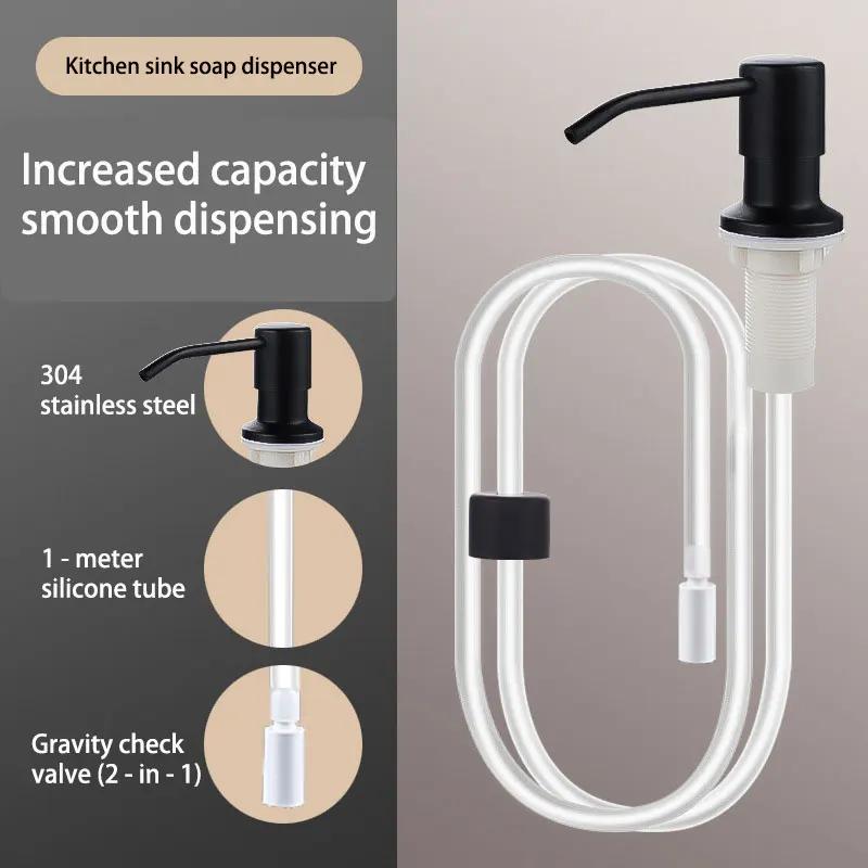 Stainless Steel Kitchen Soap Dispensers Sink Liquid Pump Extension Tube Kitchen Sink Hand Pressure bathroom Dispenser For Liquid