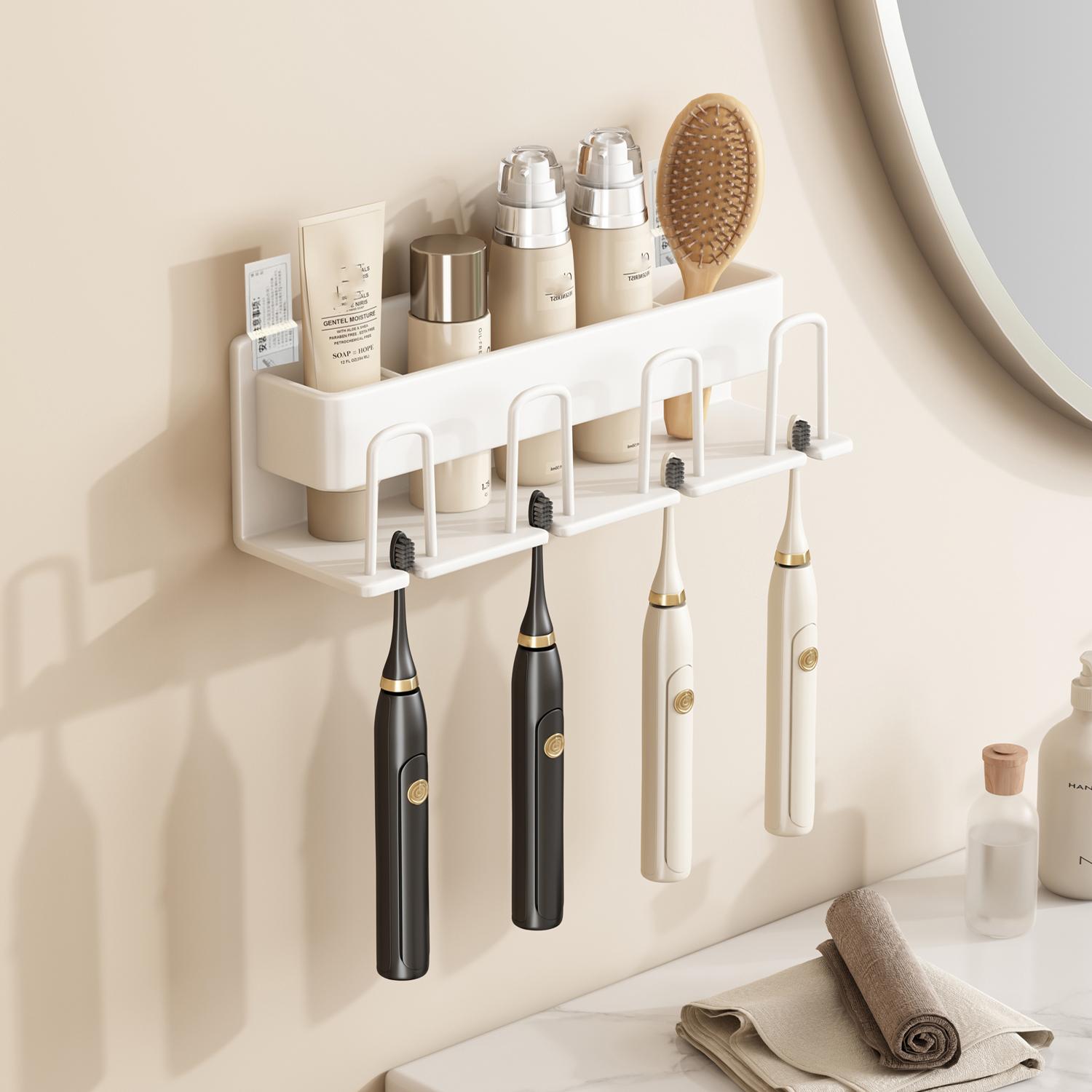 

Подставка для зубных щеток, органайзер для электрической зубной щетки, настенный держатель, не требующий сверления, экономящий место, аксессуары для ванной комнаты