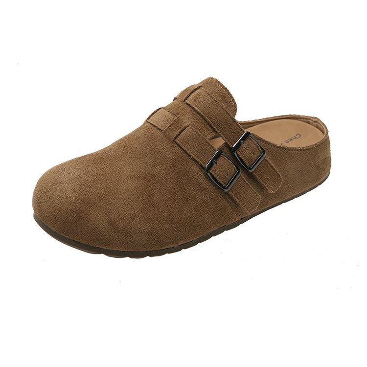 Mori women's style retro half slippers women's outer wear 2025 new fashion double buckle versatile lazy bag head Boken slippers