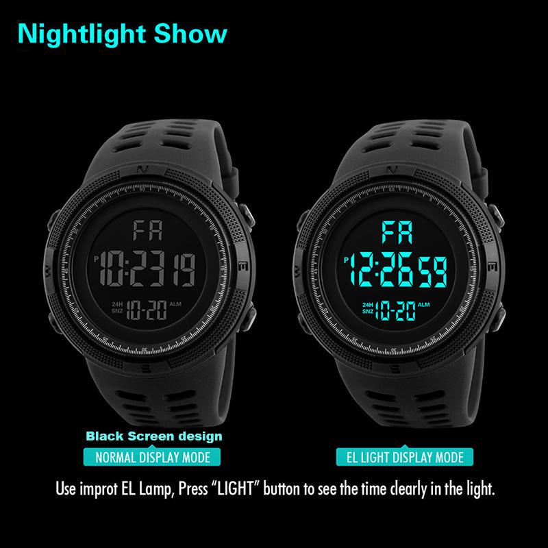 Men's Sports Watches Military Electronic Watch Outdoor Multifunction LED Digital Wristwatch Clock for Man Kids Boy Student Teen