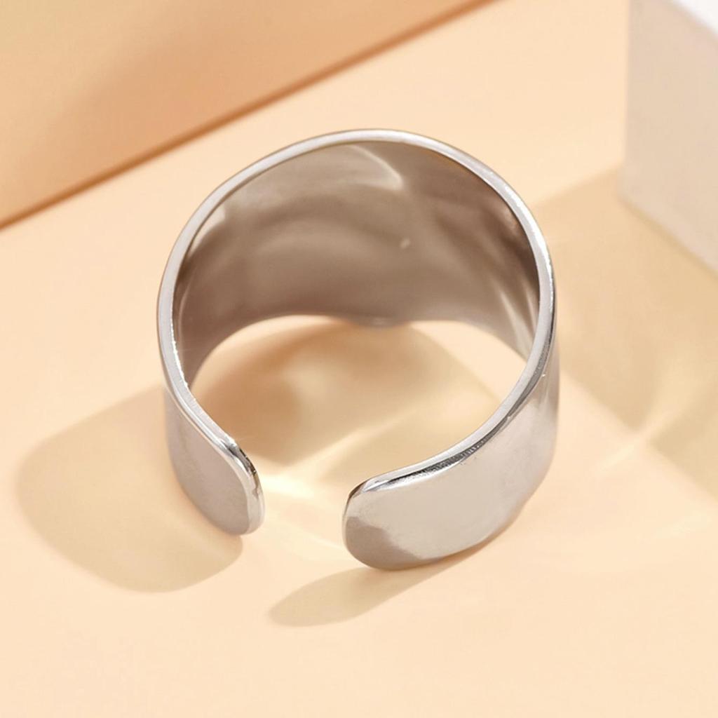 Stainless Steel Baroque Hammered Adjustable Open Ring