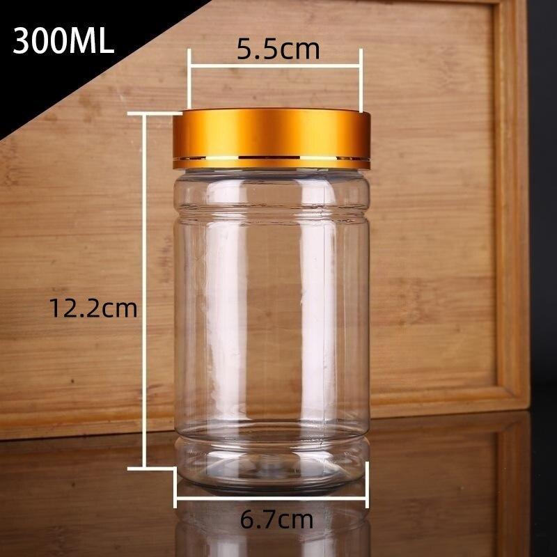 5pcs 200ml Plastic Bottle With Metal Cap Transparent Plastic Dried Fruit Bottle With Cap Empty Bottle Sealed Bottle Jar
