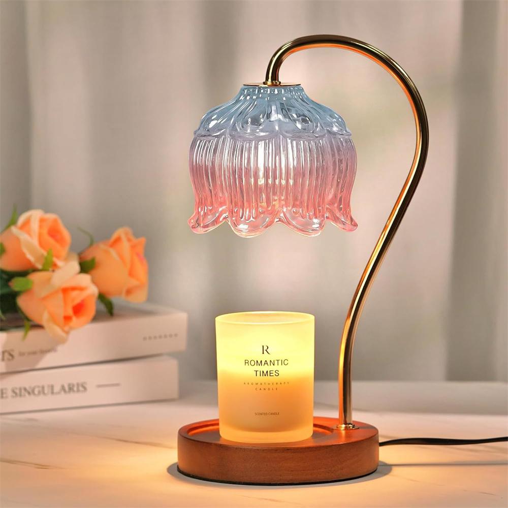 Lampe chauffante pour bougie Forme de pétale Lampe Rétro Plateau pour bougie Décoration de maison Lumière d'aromathérapie Veilleuse Décoration de bureau Éclairage EU Plug