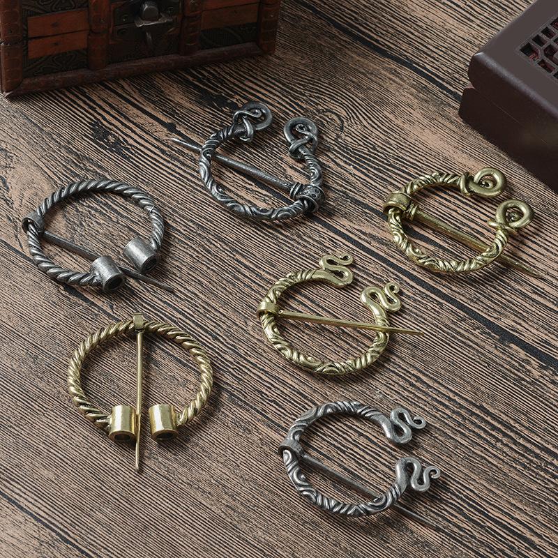 2025 Mode Vintage Broche Viking Brons Holle Riemgesp Spiraal Broche Mantelprikker Sluiting Broches Retro Middeleeuwse Noorse Sieraden