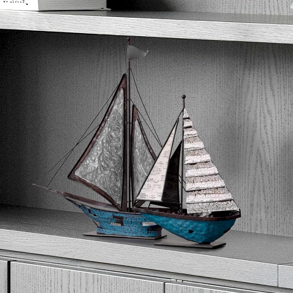 Metal Handicrafts Realistic Retro Sailboat Ornaments Handmade Statue Tabletop Boat Arrangement Home Decoration Accessories