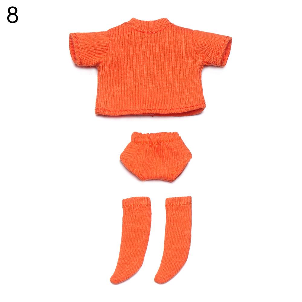Ob11 Doll Clothes Striped Tops T-shirt Shorts Socks Suit Knitted Sweatshirt For Mini 1/12 Doll Cute Surprise Face Boy Girl Gift