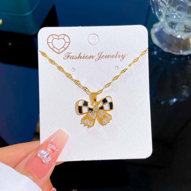 Leichter Luxus Öl Tropfen Schmetterling Voll Zirkonia Inlay Echtsilber Halskette Damen Transfer Schlüsselbein Kette Mit Schmuck