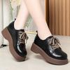 Women's Fashion Lace-Up Leather Loafers - Non-Slip, Thick-Soled, Versatile, Genuine Leather Shoes for Spring and Autumn.