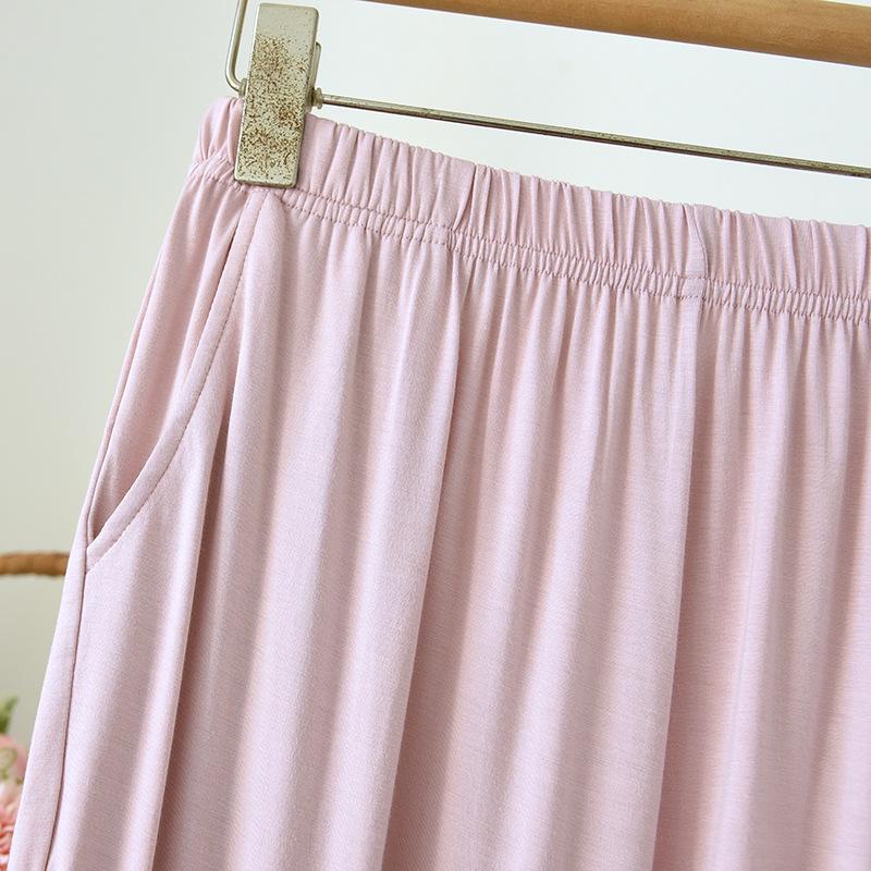 Women's Spring/Autumn Modal Pajama Set: Padded Cup, Long Sleeve, Long Pants, Side Pocket, Loose Fit - Wear Indoors or Out.