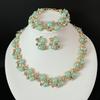 Collar, pendientes y pulsera de moda de color caramelo transfronterizos europeos y americanos, conjunto de joyería de boda con diamantes brillantes exquisitos, joyería de estilo de corte