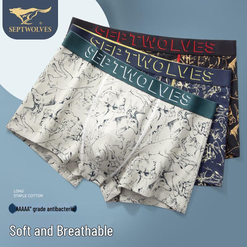 

Мужские боксеры-брифы Sevenwolves из 95% хлопка, дышащие, антибактериальные (3-Pack) 3XL