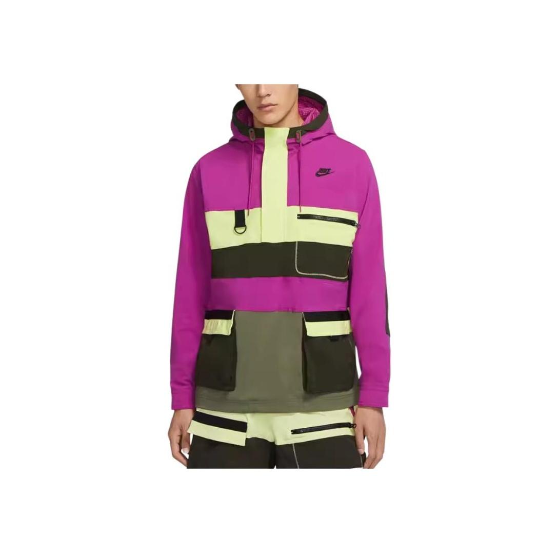Nike Sportswear Multicolor Patchwork Big Pocket Hooded Jacket Men jackets CU4220-564 L