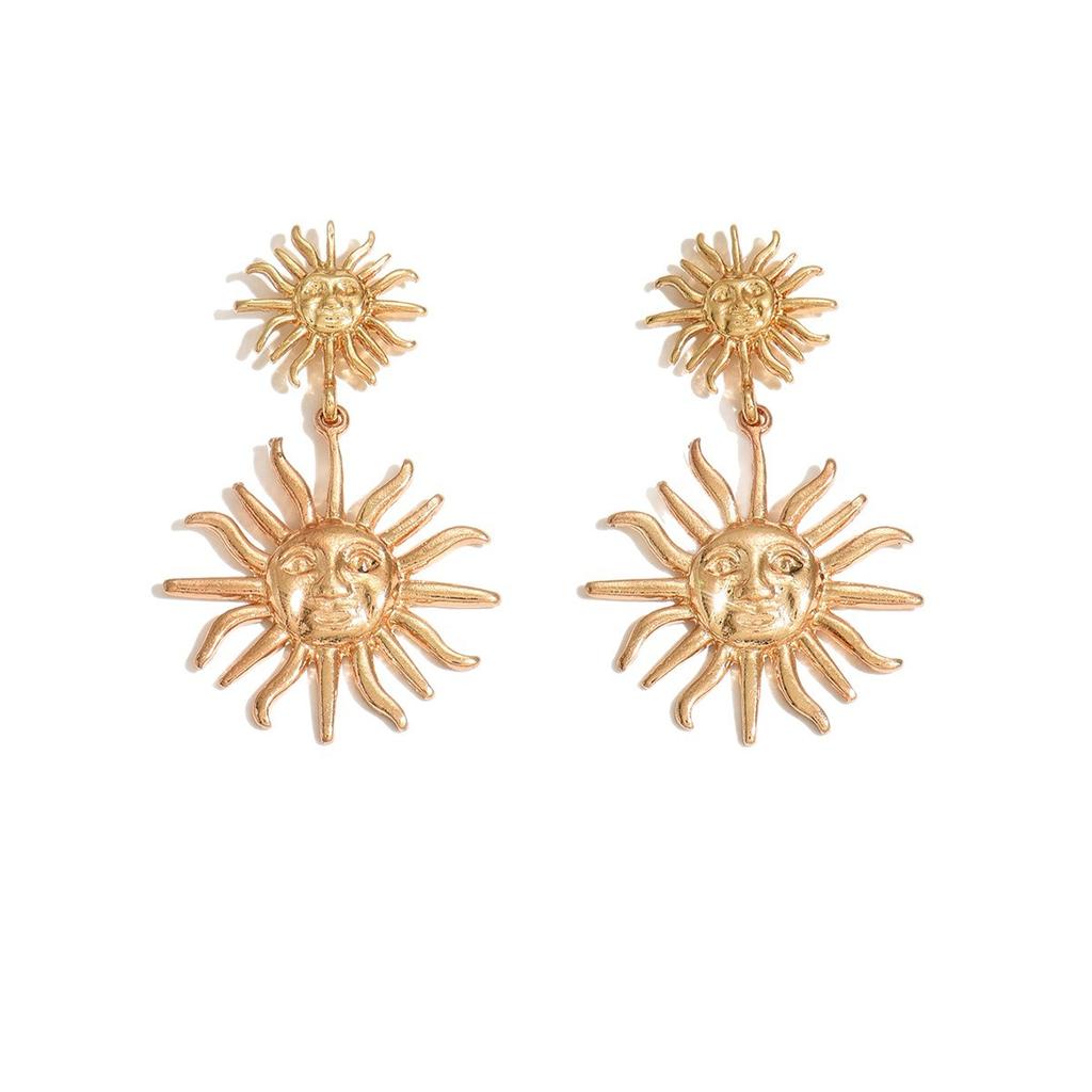 Sun Shape Earrings, Retro Trend Earrings, Niche Light Luxury, Premium Stud Earrings, Smiley Face Earrings, Women's Pendant.
