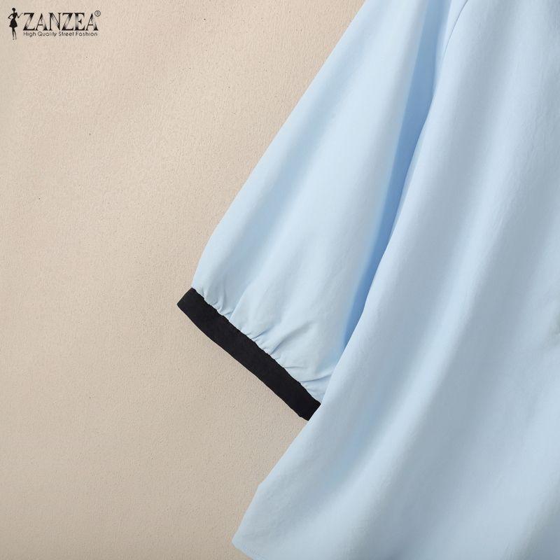 ZANZEA Women Casual V-Neck Half Sleeve Loose Blouse