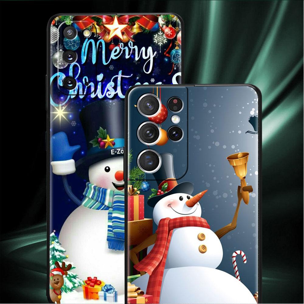 Cartoon Snowman Christmas Soft Case For Samsung Galaxy S22 S20 FE S21 S10 S9 Plus S8 Note 20 Ultra 10 Lite Phone Cover Shell
