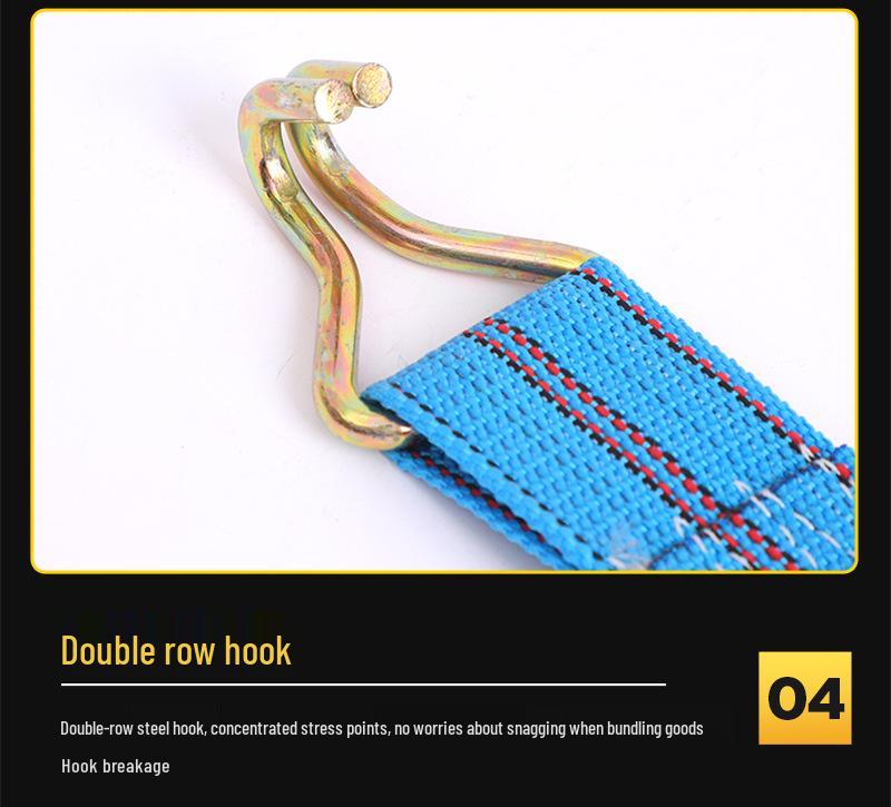 Thickened Truck Rope Tightener - 5.5cm Polypropylene Strap with Double Hook for Cargo Bundling hook
