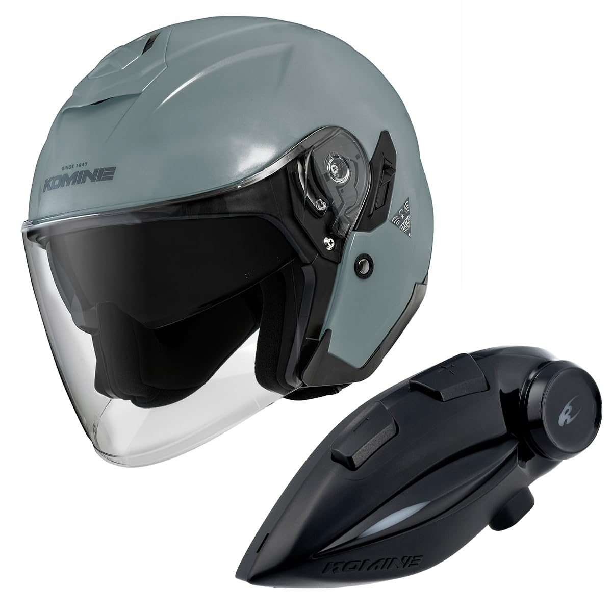 

KOMINE FL Composite FRP Jet Helmet Motorcycle Intercom Basalt Grey M HK-172 + KK-902