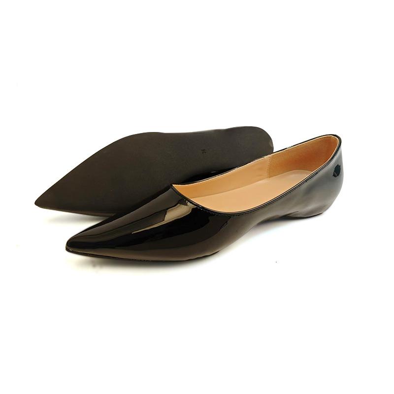 Fashion Black Nude Pointed Flat Shoes Women Patent Leather Korean Version of The Wild Sexy Elegant Simple Ladies Work Shoes