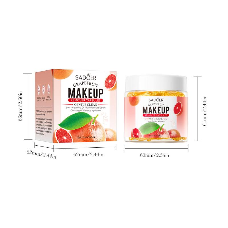 Grapefruit Make-upentferner-Kapseln SADOER Clean Dissolve Make-upentferner-Kapseln