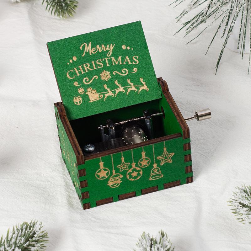 Wooden Hand-Cranked Christmas Music Box Ornament