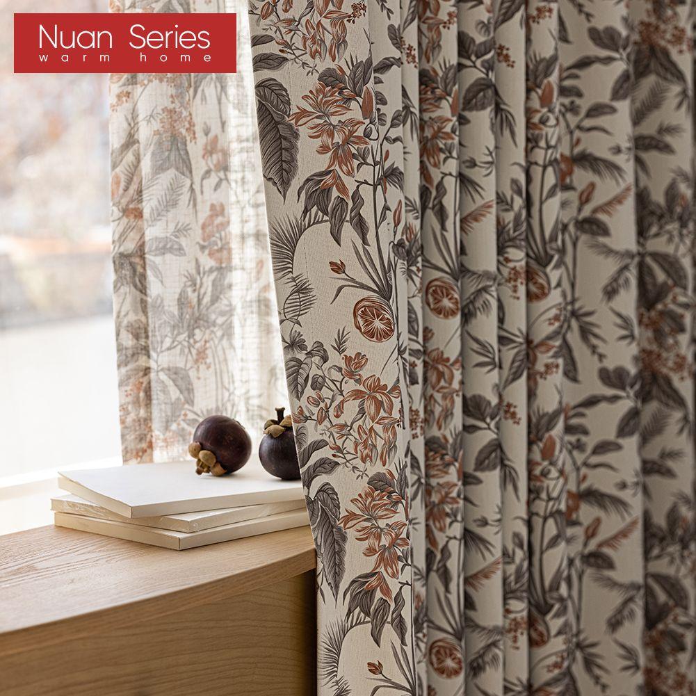 1PC Nuan Series American Medieval Style Blackout Curtains with High-density Printed Curtains for Bedroom Living Room Window for Home Decor