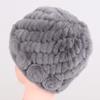Hot Sale Winter Women Flower Striped Natural Real Fur Hats Lady Warm Knit Genuine Rex Rabbit Fur Caps Outdoor Fur Beanies Hats