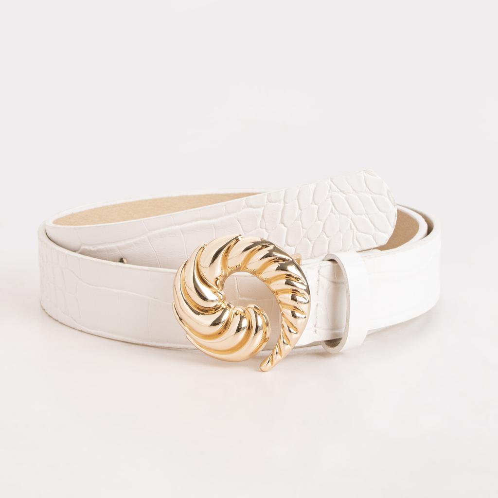 New Conch Texture Exquisite Crocodile Pattern Patent Leather Chic Women's Belt Fashionable European and American Business PU Women's Belt