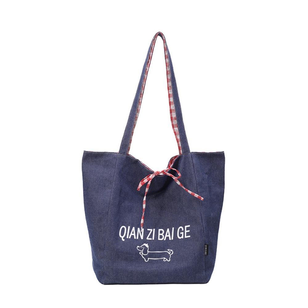 

Джинсовая сумка через плечо в корейском стиле, тканевая богемная сумка-мессенджер, простая двусторонняя клетчатая сумка, для путешествий темно-синий