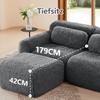 L-shaped 2-seater sofa, soft plush fabric, modular, with cushions. Soft, elastic foam, no assembly required, suitable for small living rooms, Grey