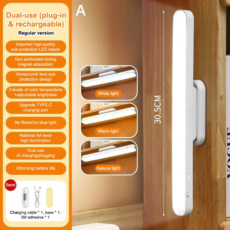 Led Light Magnetic Usb Charging And Plugging Dual-Use Stepless Dimming Cabinet Light Table Lamp Touch /Remote Control