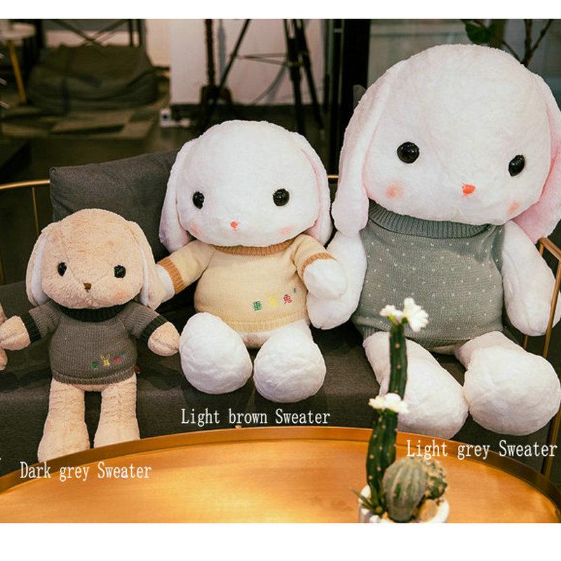 Plush Toy Long Ear Lop Sweater Bunny Doll Stuffed Animal Pillow Girl Baby Sleeping Holding Rabbit Doll Valentine's Birthday Gift
