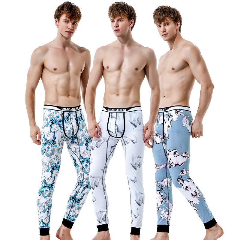 Pantaloni Bărbați Bumbac Lână Toamnă & Iarnă: Leggings subțiri, călduroși, dintr-o singură bucată pentru tineret